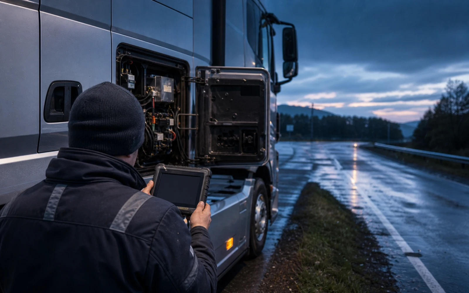 Панель DAF XF 106 с предупреждением на дисплее водителя